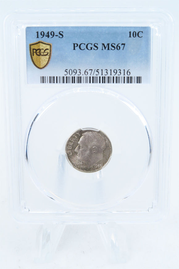 1949-S PCGS MS67 Roosevelt Dime Business Strike 10C