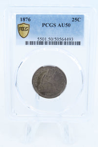1876-P PCGS AU50 Liberty Seated Quarter Business Strike 25C