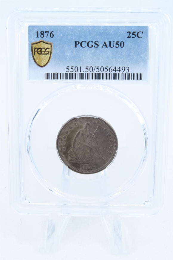 1876-P PCGS AU50 Liberty Seated Quarter Business Strike 25C
