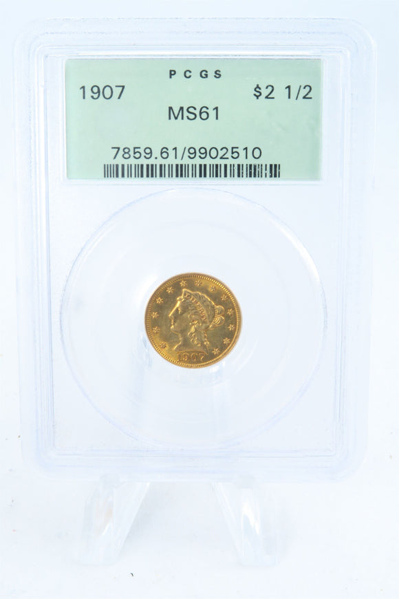 1907-P PCGS MS61 Liberty Head Gold Quarter Eagle Business Strike $2.5