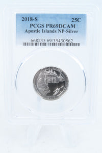 2018-S PCGS PR69DCAM Silver Apostle Islands NP Quarter Proof 25C