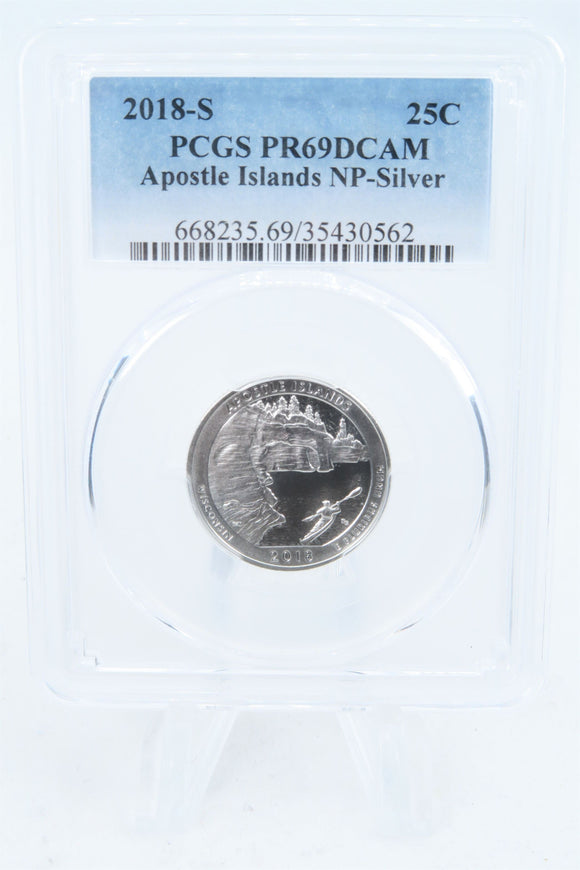 2018-S PCGS PR69DCAM Silver Apostle Islands NP Quarter Proof 25C