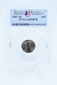 2007-D PCGS SP68FB Satin Finish Roosevelt Dime 10C