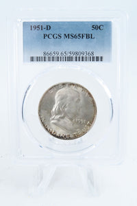 1951-D PCGS MS65FBL Franklin Half Dollar Full Bell Lines 50C