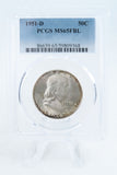 1951-D PCGS MS65FBL Franklin Half Dollar Full Bell Lines 50C