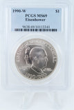 1990-W PCGS MS69 Eisenhower Silver Modern Commemorative Dollar