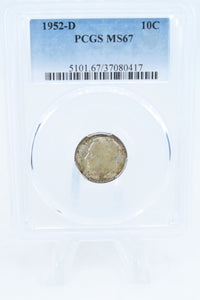 1952-D PCGS MS67 Roosevelt Dime Business Strike 10C