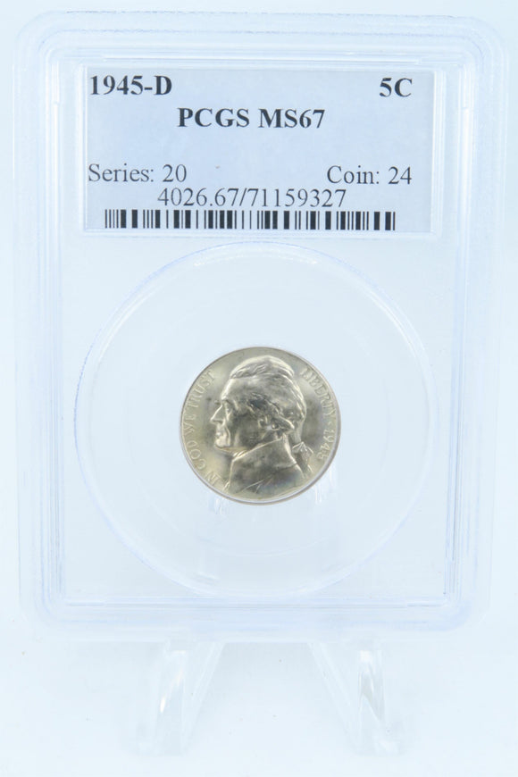 1945-D PCGS MS67 Jefferson War Nickel Business Strike 5C