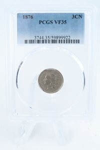 1876-P PCGS VF35 Three (3) Cent Nickel Business Strike 3CN