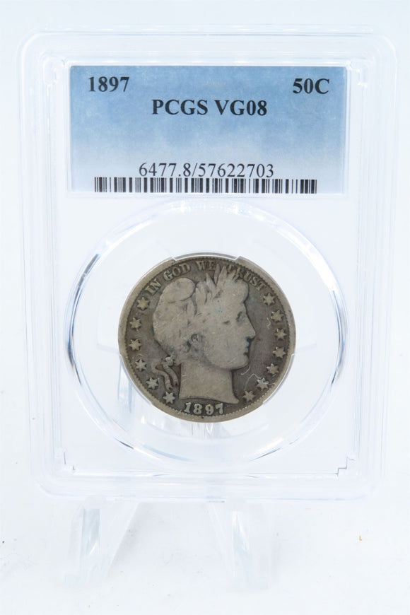 1897-P PCGS VG08 Barber Half Dollar Business Strike 50C