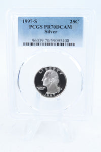 1997-S PCGS PR70DCAM Silver Washington Quarter Proof 25C