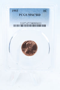 1993-P PCGS MS67RD Lincoln Memorial Cent Business Strike 1C