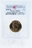 2008-D PCGS SP68 James Monroe Position A Presidential Dollar Satin Finish