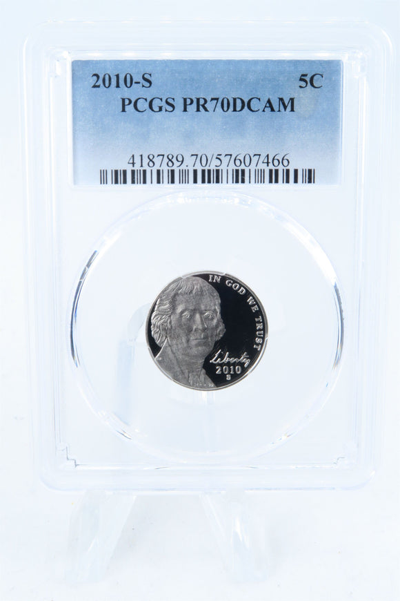 2010-S PCGS PR70DCAM Jefferson Nickel Proof 5C
