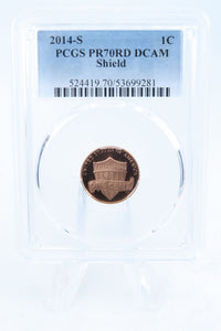 2014-S PCGS PR70DCAM Lincoln Shield Cent Proof 1C