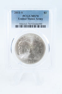 2011-S PCGS MS70 United States Army Silver Modern Commemorative Dollar