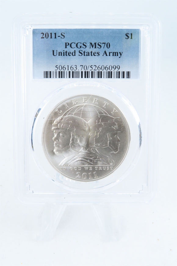 2011-S PCGS MS70 United States Army Silver Modern Commemorative Dollar