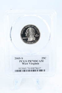 2005-S PCGS PR70DCAM West Virginia State Quarter Proof 25C