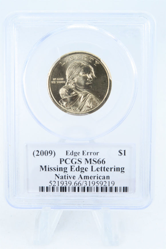 2009-P PCGS MS66 Missing Edge Lettering Native American Dollar
