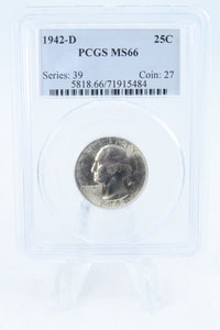 1942-D PCGS MS66 Washington Quarter Business Strike 25C