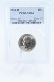 1942-D PCGS MS66 Washington Quarter Business Strike 25C