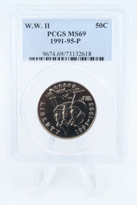 1991-95-P PCGS MS69 World War II Modern Commemorative Half Dollar 50C