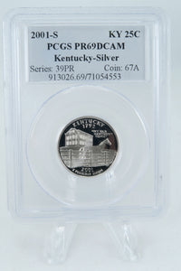 2001-S PCGS PR69DCAM Silver Kentucky State Quarter Proof 25C