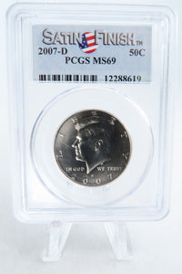 2007-D PCGS SP69 Satin Finish Kennedy Half Dollar 50C