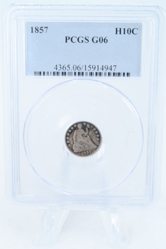 1857-P PCGS G06 Seated Liberty Half Dime Business Strike H10C