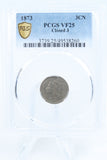 1873-P PCGS VF25 Closed 3 Three (3) Cent Nickel Business Strike 3CN