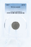 1867-P PCGS AG03 Three (3) Cent Nickel Business Strike 3CN