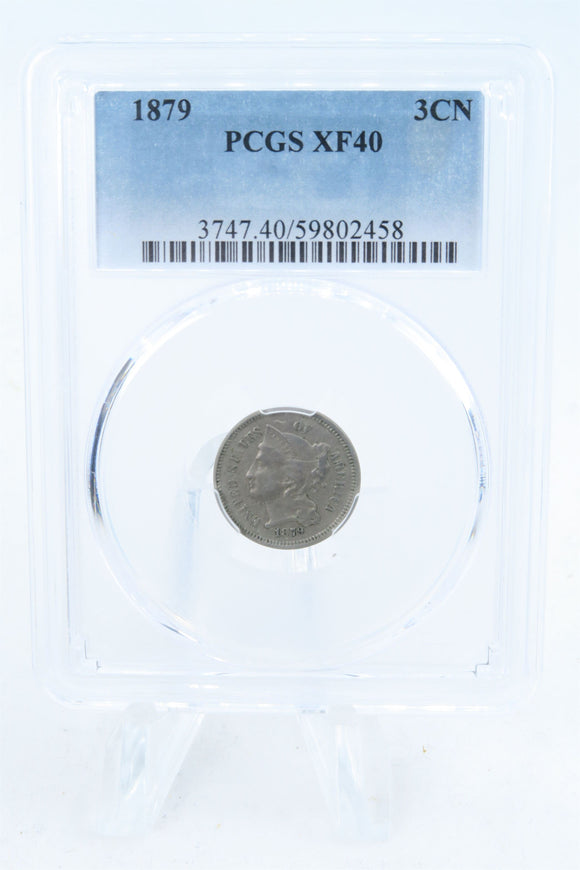 1879-P PCGS XF40 Three (3) Cent Nickel Business Strike 3CN