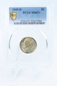 1945-D PCGS MS67+ Jefferson War Nickel Business Strike 5C