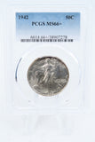 1942-P PCGS MS66+ Walking Liberty Half Dollar Business Strike 50C