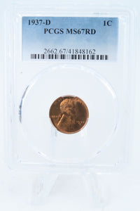 1937-D PCGS MS67RD Lincoln Wheat Cent Business Strike 1C