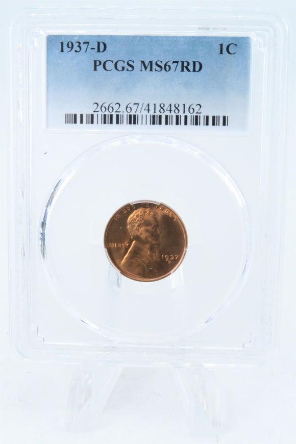 1937-D PCGS MS67RD Lincoln Wheat Cent Business Strike 1C