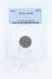 1866-P PCGS AU58 Three (3) Cent Nickel Business Strike 3CN