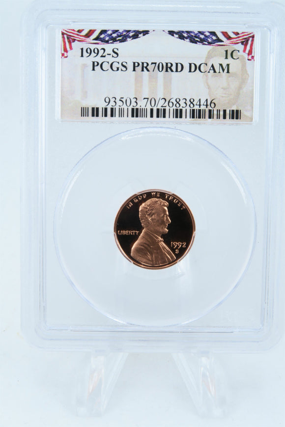 1992-S PCGS PR70DCAM Lincoln Memorial Cent Proof 1C