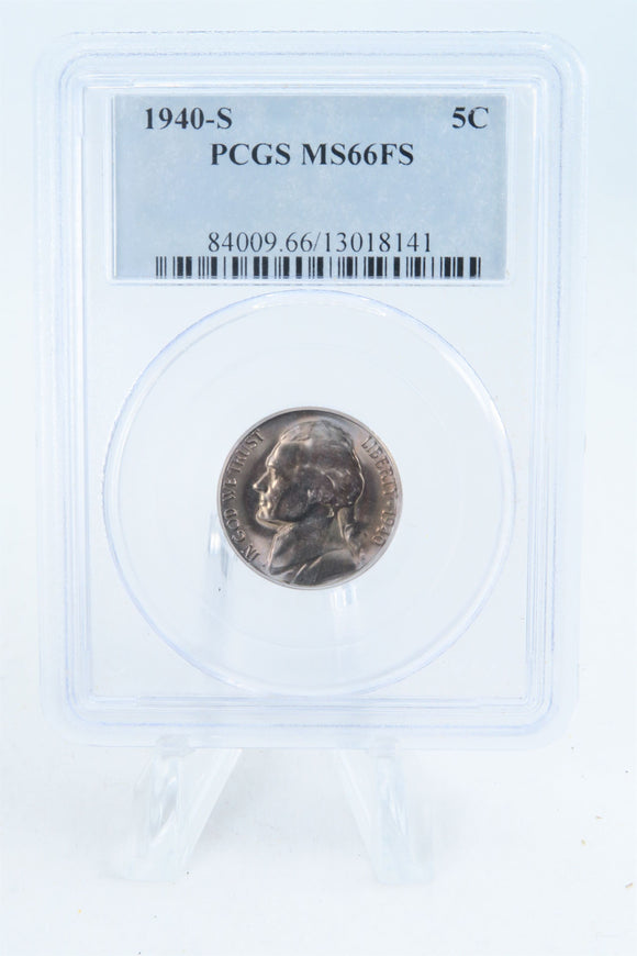 1940-S PCGS MS66FS Jefferson Nickel Full Steps Business Strike 5C