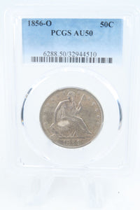 1856-O PCGS AU50 Liberty Seated Half Dollar Business Strike 50C