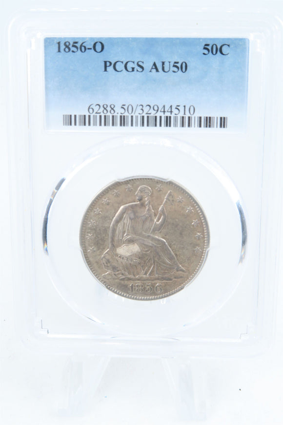 1856-O PCGS AU50 Liberty Seated Half Dollar Business Strike 50C