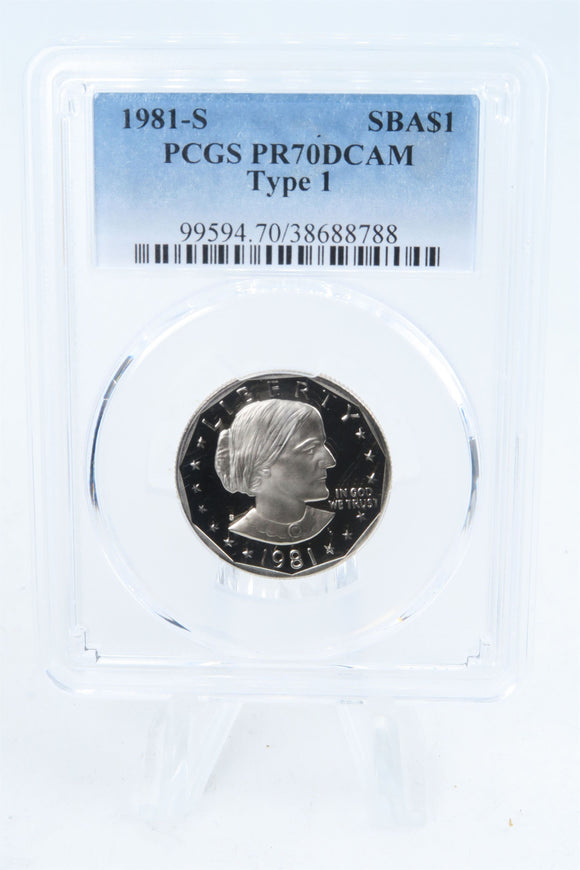 1981-S PCGS PR70DCAM Type 1 Susan B. Anthony Dollar Proof