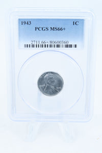 1943-P PCGS MS66+ Steel Lincoln Wheat Cent Business Strike 1C