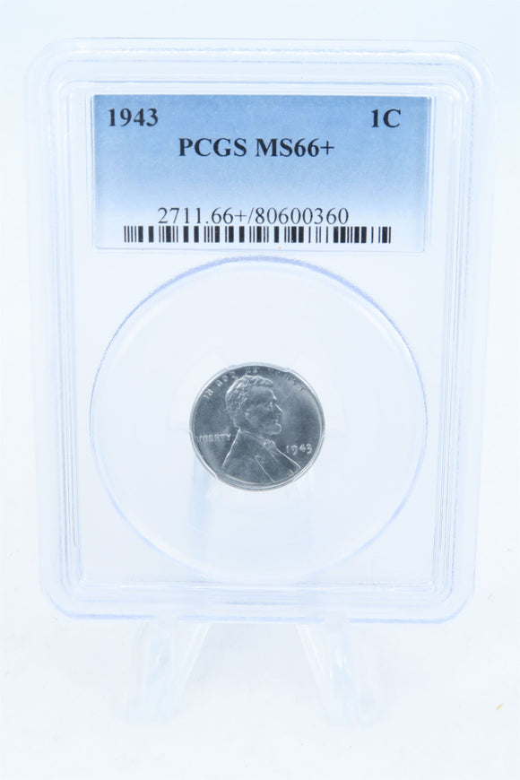 1943-P PCGS MS66+ Steel Lincoln Wheat Cent Business Strike 1C