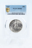 1943-P PCGS MS66 Walking Liberty Half Dollar Business Strike 50C