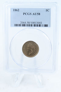 1862-P PCGS AU58 Indian Cent Business Strike 1C