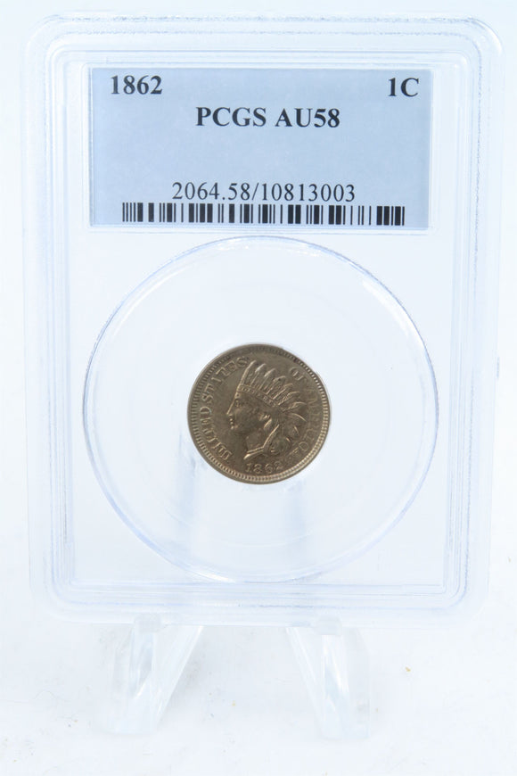 1862-P PCGS AU58 Indian Cent Business Strike 1C