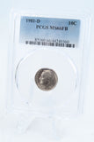 1981-D PCGS MS66FB Roosevelt Dime Business Strike 10C