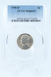 1958-D PCGS MS66FS Jefferson Nickel Full Steps Business Strike 5C