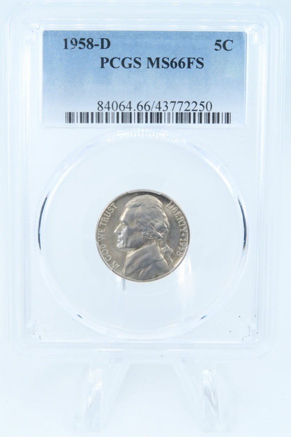 1958-D PCGS MS66FS Jefferson Nickel Full Steps Business Strike 5C